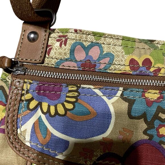 Vintage Fossil Crossbody Shoulder Messenger Canvas Bag Floral Boho Hippie Purse - Picture 9 of 16
